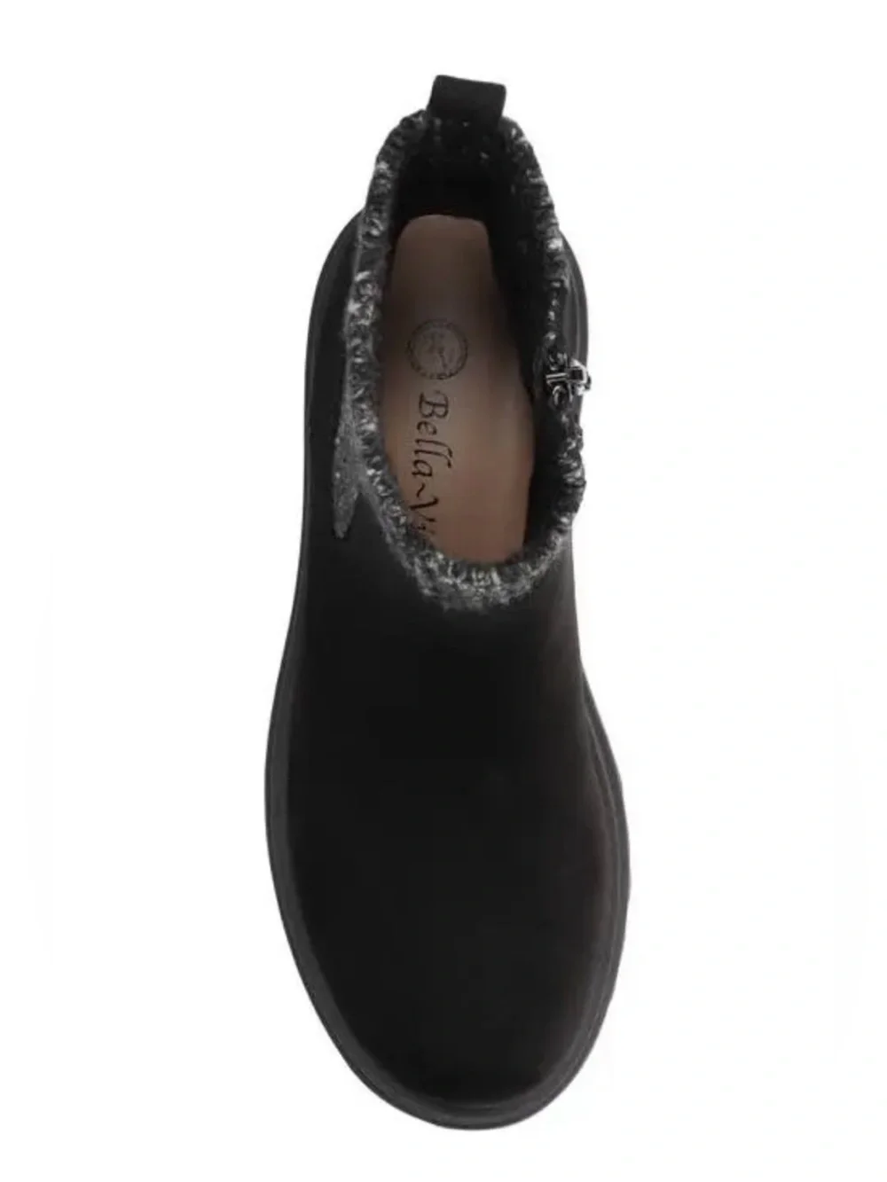 Bella Vita Black Ankle Boot with Charcoal Knit Cuff Size 6